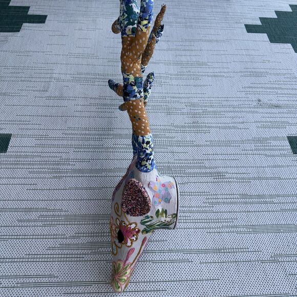 32" HUGE Fabric Deer Head Wall Decor Boho Shabby Chic Cottage Farmhouse Art - Picture 6 of 12